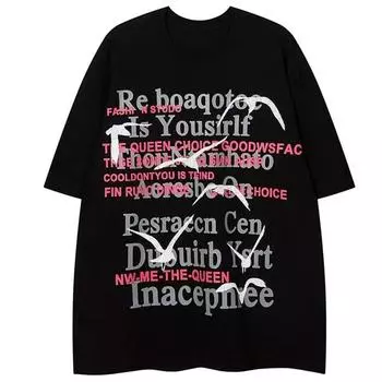 Футболка унисекс с принтом «Both Sides Creativity», свободная футболка с короткими рукавами из хлопка S чёрный