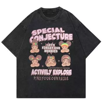 Футболка унисекс с принтом для девочек Streetwear Special Conjection 2024 S чёрный