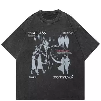 Футболка унисекс с принтом «Shadows» из хлопка, черная, стираная, топы унисекс, футболки, футболка с короткими рукавами S чёрный