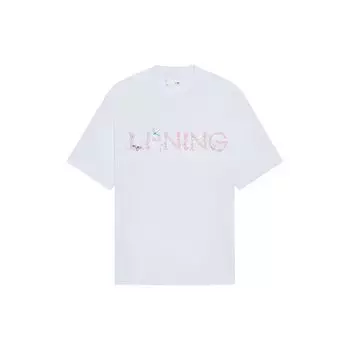 Футболка унисекс с принтом в стиле «Вишневый цвет» из дышащего материала Li Ning Sports Trend Series, белая, AHSS919-1 XL