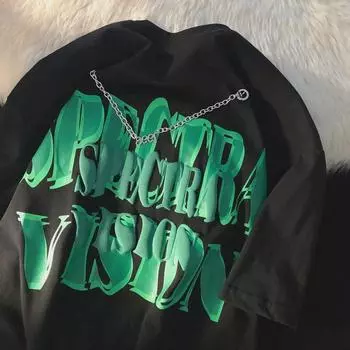 Футболка унисекс с принтом в виде объемных букв цепи: Модная летняя мода M белый