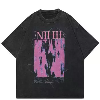 Футболка унисекс с рисунком Crowd Shadow 2024 Streetwear S чёрный