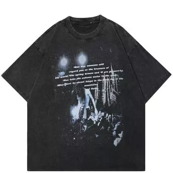 Футболка унисекс с рисунком Crowd Shadow 2024 Streetwear S чёрный