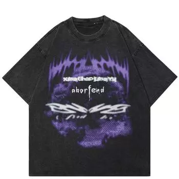 Футболка унисекс с винтажным рисунком Streetwear 2024 S чёрный