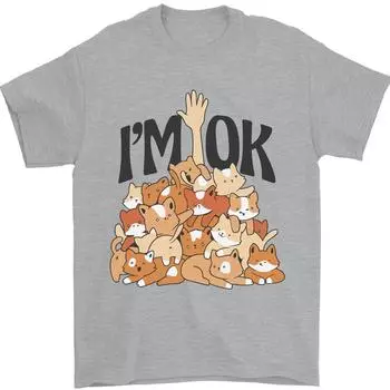 Футболка унисекс с забавным котом «Я в порядке», «Мама, папа, сумасшедшая леди, котенок» S