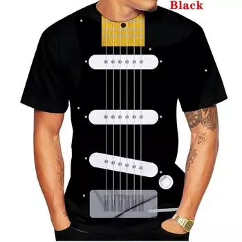 Футболка унисекс с забавным принтом гитары 3D для мужчин и женщин с коротким рукавом, модная одежда в стиле хип-хоп и уличная одежда, топы S