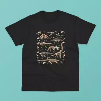 Футболка унисекс со скелетом динозавра и окаменелостями палеонтолога S