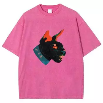 Футболка унисекс, стиранная, футболки Cool Cat, мужские, женские, с коротким рукавом, хлопковые, оверсайз, Y2K футболка, уличная одежда S