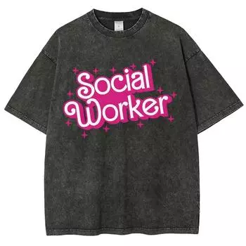 Футболка унисекс, стиранная, топы Customscool для женщин и мужчин, американский винтаж, простой текстовый принт, уличные футболки с коротким рукавом S