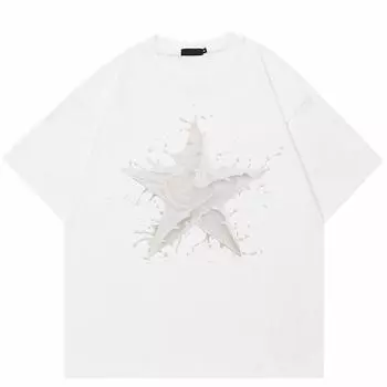 Футболка унисекс в форме звезды «Всплеск молока» M белый