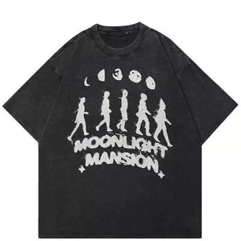 Футболка унисекс в уличном стиле Moonlight, черная футболка из хлопка, топы унисекс, футболки, летние футболки с короткими рукавами S чёрный