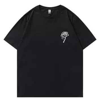 Футболка унисекс WoUnisex в стиле Харадзюку, хлопковая летняя женская футболка для девушек, забавные футболки с круглым вырезом и принтом роз, футболка большого размера, унисекс L