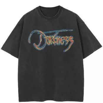 Футболка унисекс Y2K в стиле ретро с графическим принтом и выстиранными черными буквами S чёрный