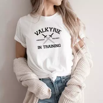 Футболка Valkyrie In Training Футболка Sarah J Maas Night Court Bookish Gift Женские футболки Летние футболки с графическим принтом M чёрный