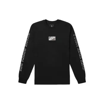 Футболка Vans Letter Print Crew Neck с длинным рукавом, мужские топы, черная VN0A48BIBLK S