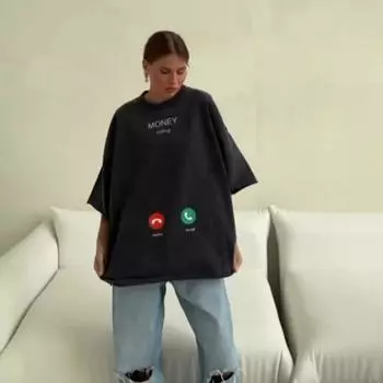 Футболка Vedio Calling, модные хлопковые футболки с короткими рукавами, уличная одежда большого размера, унисекс L чёрный