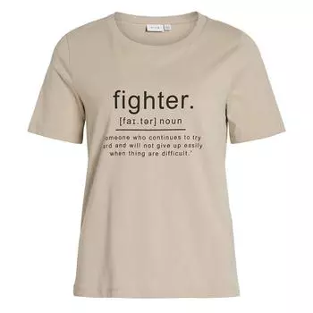 Футболка Visybilla с надписью Fighter из органического хлопка Женская VILA XS бежевый