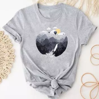Футболка в акварельном стиле, модная футболка 90-х годов, милая трендовая одежда, повседневная женская футболка с коротким рукавом и принтом, женская футболка с графикой S