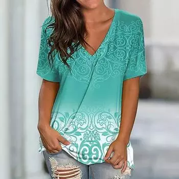 Футболка в американском стиле с v-образным вырезом и персонализированным принтом, с короткими рукавами, летние новые свободные топы, женская мода, Harajuku с полурукавами 3XL