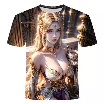 Футболка в летнем стиле с принтом «Богиня случайных разговоров» с 3D-принтом для молодых мужчин и женщин больших размеров, с короткими рукавами, тонкий дышащий топ XS