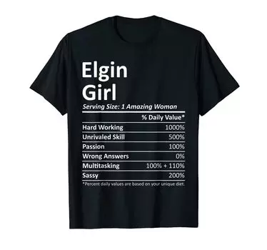 Футболка в подарок от ELGIN GIRL IL ILLINOIS Funny City Home Roots USA