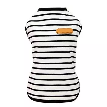 Футболка в полоску для собак из полиэфирного волокна без рукавов, весенне-летняя одежда для домашних животных, легкие футболки для щенков XS чёрный