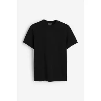 Футболка в рубчик HM Regular Fit, черная