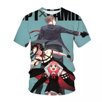 Футболка в стиле аниме «Шпионские игры» весна-лето, повседневная, с круглым вырезом, коротким рукавом, в стиле хип-хоп от Amazon S