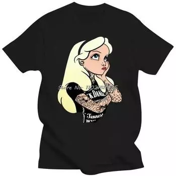 Футболка в стиле аниме Wonderland Punk Rock, женская модная хлопковая футболка, хип-хоп, уличная одежда в стиле Харадзюку, женские футболки S