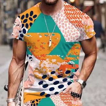 Футболка в стиле хип-хоп с абстрактным рисунком для мужчин и женщин, большие топы с 3D принтом в стиле Харадзюку, летние короткие рукава 6XL