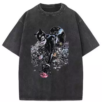 Футболка в стиле панк с потертостями, мужская уличная униформа, женская графическая футболка с принтом, мужская футболка с коротким рукавом в стиле Харадзюку S