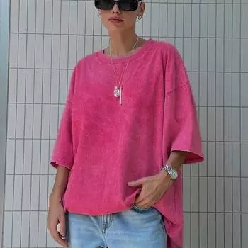 Футболка в стиле ретро для мужчин и женщин, винтажные свободные футболки в стиле хип-хоп S серый