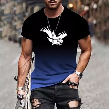 Футболка в стиле ретро для мужчин с градиентной графикой и 3D-принтом, короткий рукав, летние свободные мужские топы для улицы XS