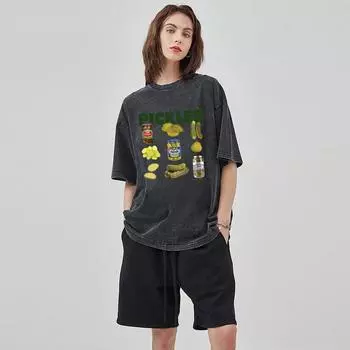 Футболка в стиле ретро хип-хоп с принтом «юмористический огурец» Do Old Neutral с коротким рукавом и круглым вырезом S