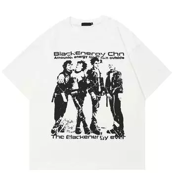 Футболка в стиле ретро с графическим принтом в стиле унисекс из хлопка, топы, футболки, летние футболки с короткими рукавами M белый