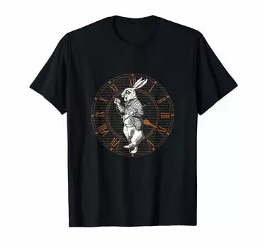 Футболка в стиле стимпанк с винтажными часами White Rabbit чёрный