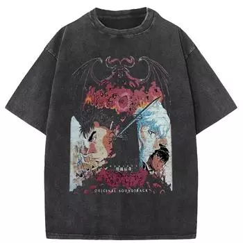 Футболка в стиле Y2k Мужская футболка Harajuku Oversized Top Tee High Street Hipster Летняя уличная одежда Аниме Одежда S