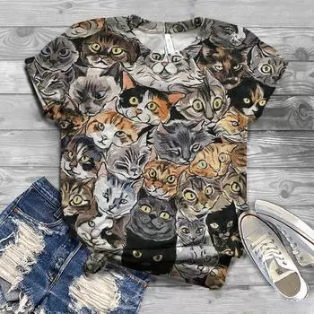 Футболка в уличном стиле с рисунком из мультфильма для женщин и мужчин, футболки с 3D-принтом, летние повседневные футболки с короткими рукавами и круглым вырезом, спортивная свободная футболка S