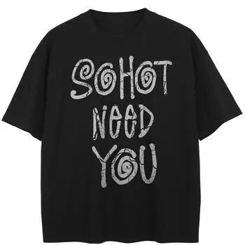 Футболка в уличном стиле с забавными буквами и графическим принтом, хлопковая черная футболка, топы унисекс, футболки, летняя футболка с короткими рукавами S чёрный