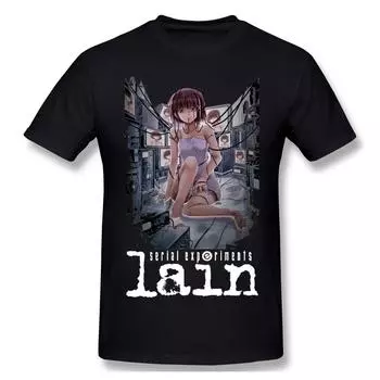Футболка Weeb Girl Lain Iwakura Sci Fi японского аниме «Серийные эксперименты Lain» Camisetas, хлопковая футболка большого размера с коротким рукавом L