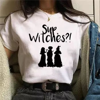 Футболка Wegoe Hocus Pocus женская футболка с дизайном на Хэллоуин, футболка с коротким рукавом, женская летняя футболка в стиле T S белый