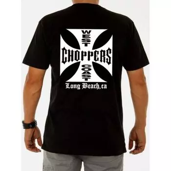 Футболка West Coast Choppers Cross Frame Print, мужская хип-хоп уличная одежда, свободные футболки, модные футболки, мужская флисовая футболка с коротким рукавом M