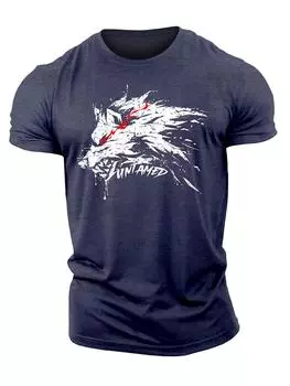 Футболка Wolf Red Eyes Drip Gym 3D Printing 3D Printing T-Shirt Casual Men Short Sleeves Top Muscle Man Tough Guy T-Shirt S
