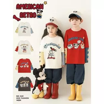 Футболка Wulibuyi Boys Long-Sleeve Cartoon Contrast Color Two-in-One - весенний модный тренд 120 cm