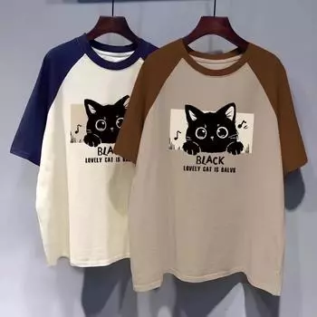 Футболка высокого качества 220G 100% хлопок Летняя винтажная забавная футболка с мультяшным принтом для женщин Одежда Harajuku Футболка большого размера Y2k Топы уличная одежда M