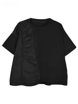 Футболка XITAO с о-образным вырезом и складками, рукавом до локтя, GJ1134 One Size белый