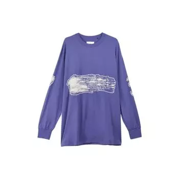 Футболка Y-3 SS23 с круглым вырезом и длинным рукавом с узором «кисть», мужские топы светло-фиолетового цвета IA3113 M