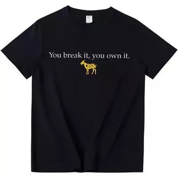 Футболка You Break It You Own It унисекс Clark Goat Graphic Tee Basketball Letter Print Футболка с круглым вырезом и коротким рукавом XX-Large чёрный
