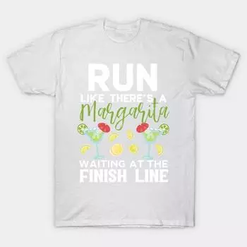 Футболка женщины бегут, как Маргарита ждет на финише Harajuku Печать Кавайи футболка Летний короткий рукав женская футболка Top Tee S