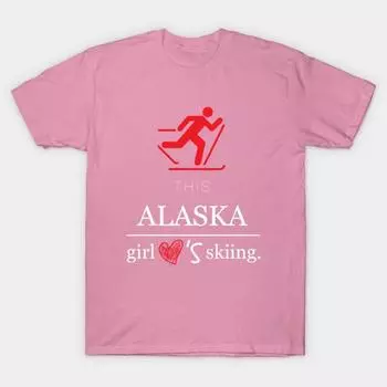 Футболка женщины Девушка с Аляски любит кататься на лыжах Harajuku Печать Кавайи футболка Летний короткий рукав женский футболка Top Tee S